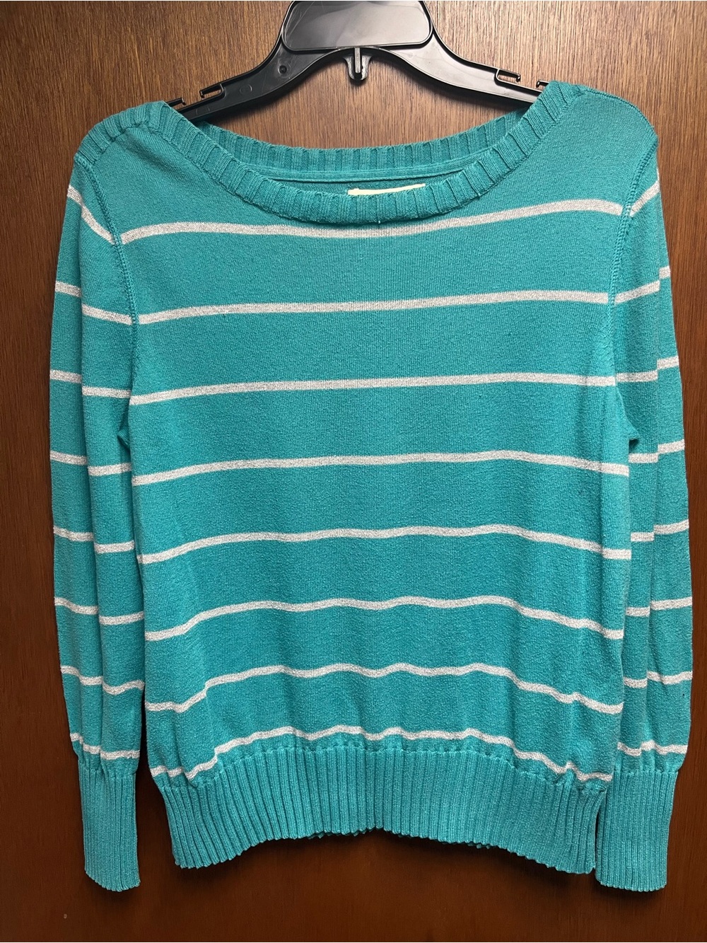 Sonoma Striped Teal Women's Lightweight Sweater Size L